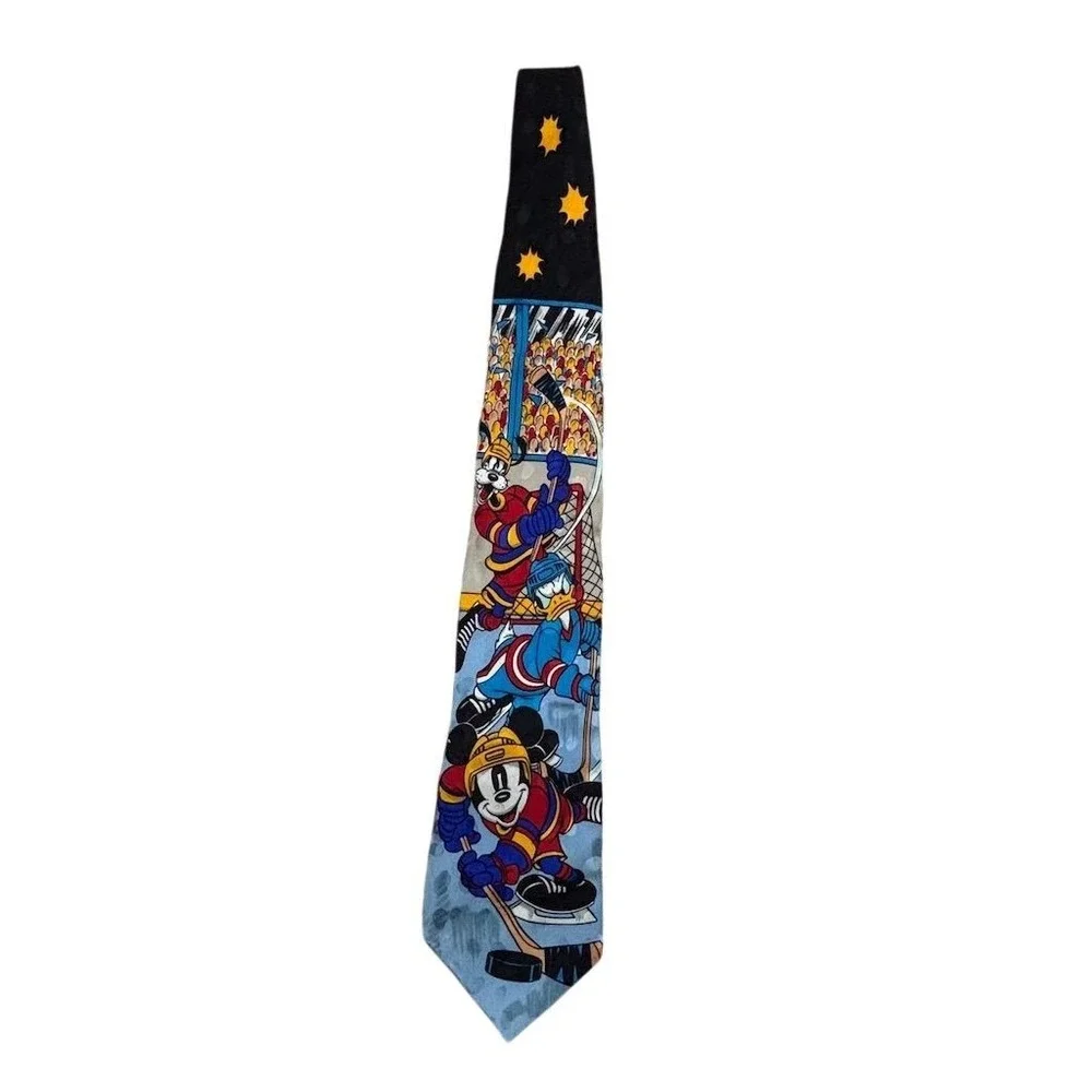 Disney Mickey &‎ Goofy Hockey Silk Tie Multicolor Unisex